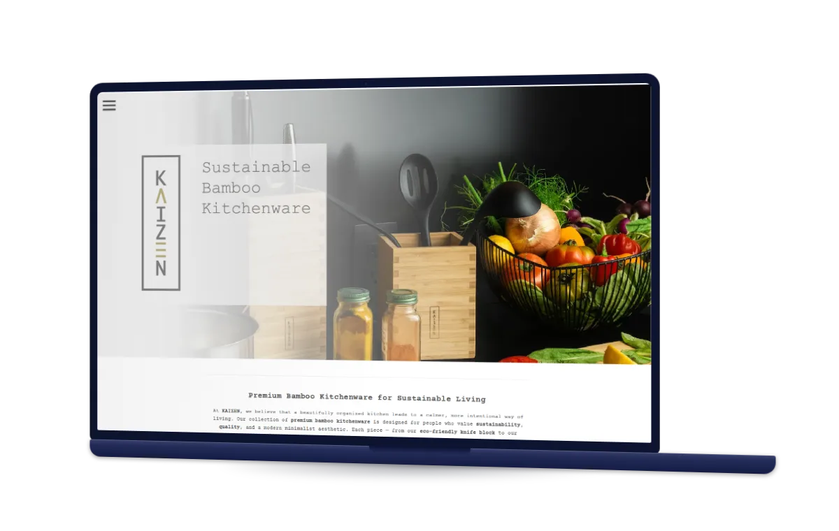 Laptop mit der Webseite von KAIZEN